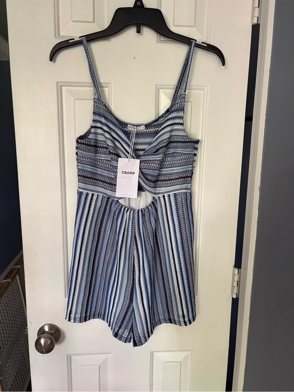 Cropp Striped Blue & White Cutout Romper Size M